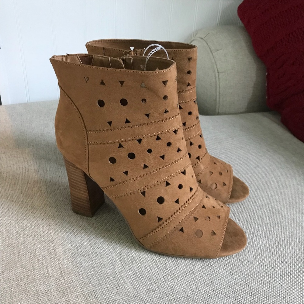 NWOB Tan Peep Toe Sandal Booties - 12W Torrid